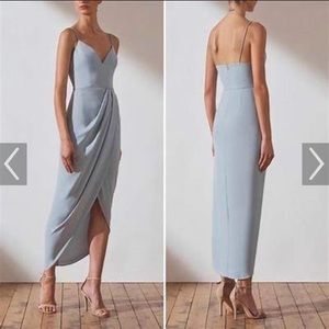 Shona Joy Core draped cocktail dress powder blue